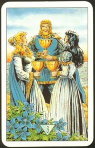 Three of Cups in the deck Arcus Arcanum Tarot