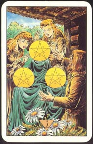 Three of Pentacles in the deck Arcus Arcanum Tarot