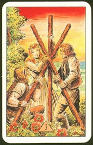 Three of Wands in the deck Arcus Arcanum Tarot