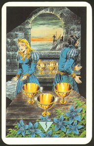 Five of Cups in the deck Arcus Arcanum Tarot