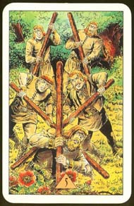 Five of Wands in the deck Arcus Arcanum Tarot