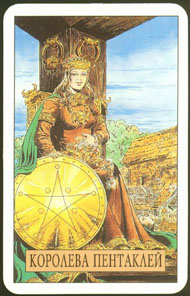 Queen of Pentacles in the deck Arcus Arcanum Tarot