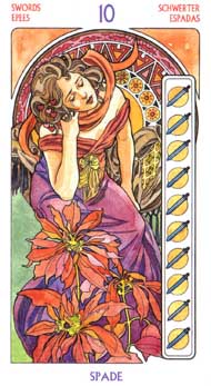 Ten of Swords in the deck Tarot Art Nouveau by Antonella Castelli 