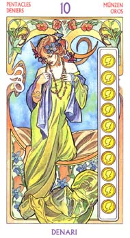 Ten of Pentacles in the deck Tarot Art Nouveau by Antonella Castelli 