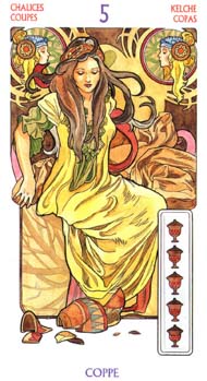 Five of Cups in the deck Tarot Art Nouveau by Antonella Castelli 