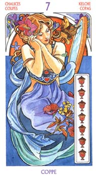 Seven of Cups in the deck Tarot Art Nouveau by Antonella Castelli 