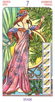 Seven of Swords in the deck Tarot Art Nouveau by Antonella Castelli 