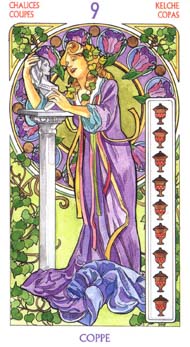 Nine of Cups in the deck Tarot Art Nouveau by Antonella Castelli 