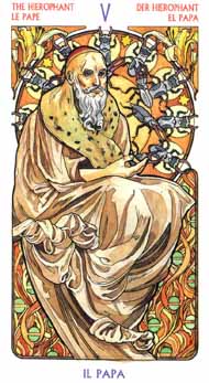 The Hierophant in the deck Tarot Art Nouveau by Antonella Castelli 