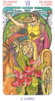 The Chariot in the deck Tarot Art Nouveau by Antonella Castelli 