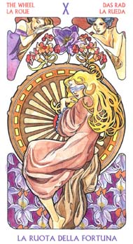 Wheel of Fortune in the deck Tarot Art Nouveau by Antonella Castelli 