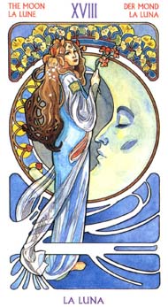 The Moon in the deck Tarot Art Nouveau by Antonella Castelli 