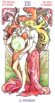 The World in the deck Tarot Art Nouveau by Antonella Castelli 