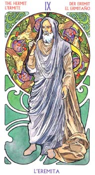 The Hermit in the deck Tarot Art Nouveau by Antonella Castelli 