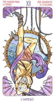 The Hanged Man in the deck Tarot Art Nouveau by Antonella Castelli 