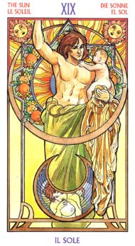 The Sun in the deck Tarot Art Nouveau by Antonella Castelli 