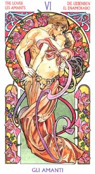 The Lovers in the deck Tarot Art Nouveau by Antonella Castelli 