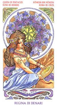 Queen of Pentacles in the deck Tarot Art Nouveau by Antonella Castelli 