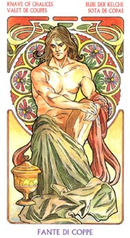 Page of Cups in the deck Tarot Art Nouveau by Antonella Castelli 