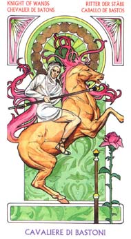 Knight of Wands in the deck Tarot Art Nouveau by Antonella Castelli 