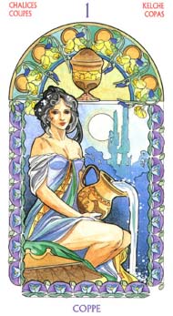 Ace of Cups in the deck Tarot Art Nouveau by Antonella Castelli 