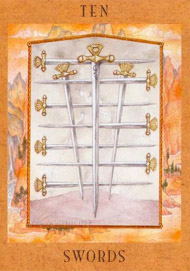 Ten of Swords in the deck Goddess Tarot