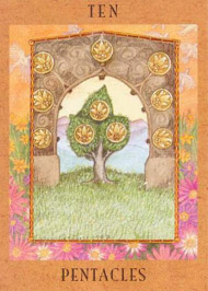 Ten of Pentacles in the deck Goddess Tarot