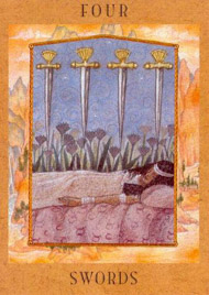 Four of Swords in the deck Goddess Tarot