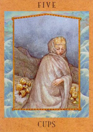 Five of Cups in the deck Goddess Tarot