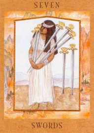 Seven of Swords in the deck Goddess Tarot