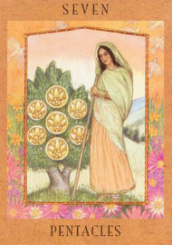 Seven of Pentacles in the deck Goddess Tarot