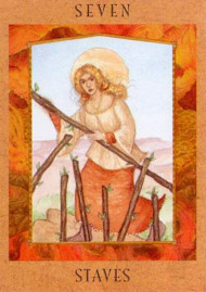 Seven of Wands in the deck Goddess Tarot