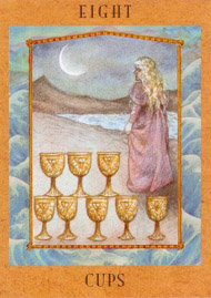 Eight of Cups in the deck Goddess Tarot