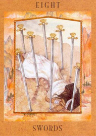 Eight of Swords in the deck Goddess Tarot