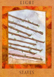 Eight of Wands in the deck Goddess Tarot