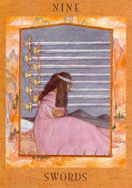 Nine of Swords in the deck Goddess Tarot