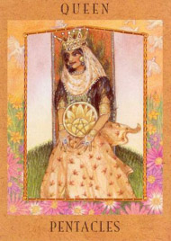 Queen of Pentacles in the deck Goddess Tarot