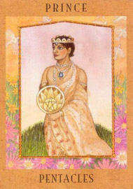 Knight of Pentacles in the deck Goddess Tarot