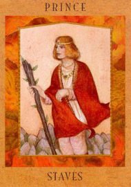 Knight of Wands in the deck Goddess Tarot