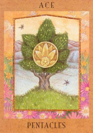 Ace of Pentacles in the deck Goddess Tarot