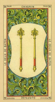 Two of Wands in the deck The Book of Thoth