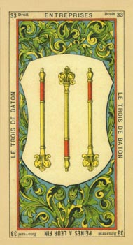 Three of Wands in the deck The Book of Thoth