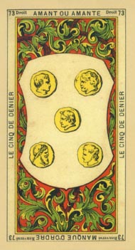 Five of Pentacles in the deck The Book of Thoth