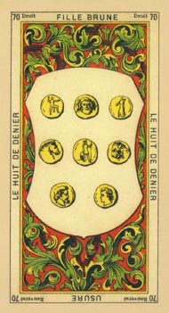 Eight of Pentacles in the deck The Book of Thoth