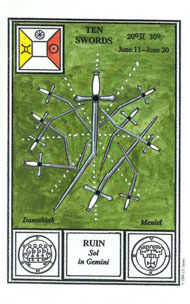 Ten of Swords in the deck Tarot of Ceremonial Magick