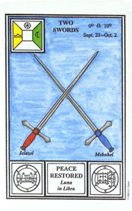 Two of Swords in the deck Tarot of Ceremonial Magick