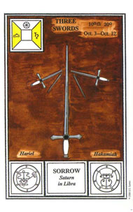 Three of Swords in the deck Tarot of Ceremonial Magick