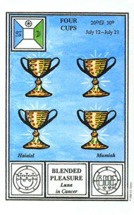Four of Cups in the deck Tarot of Ceremonial Magick