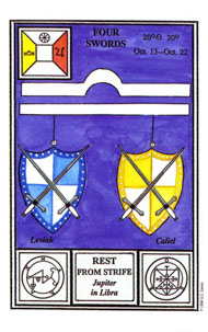 Four of Swords in the deck Tarot of Ceremonial Magick