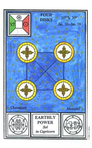 Four of Pentacles in the deck Tarot of Ceremonial Magick